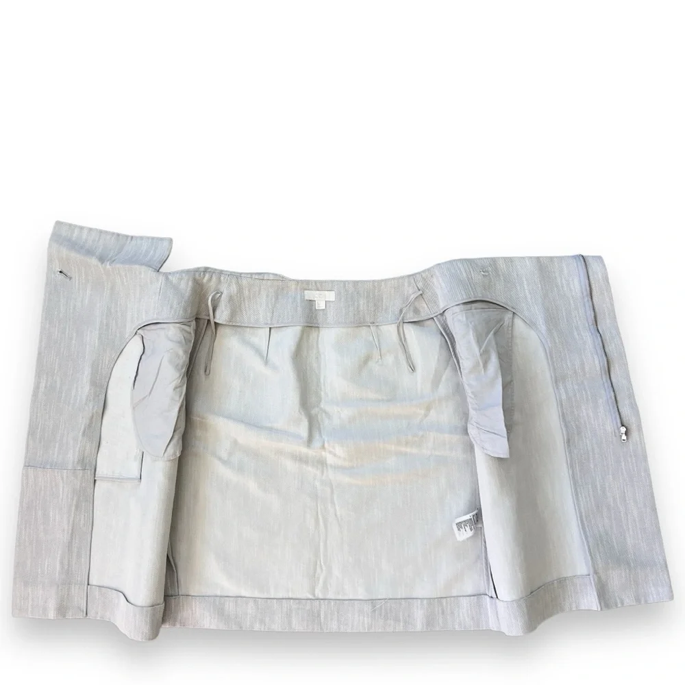 COS Knee Length Cotton Twill Gray Folded Wrap Waist Skirt